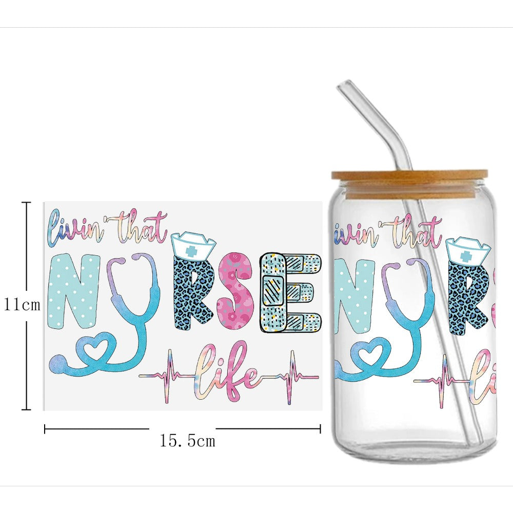 Wholesale Medical Nurse Doctor Health Series UV DTF Transfer Crystal Label Cup Sticker